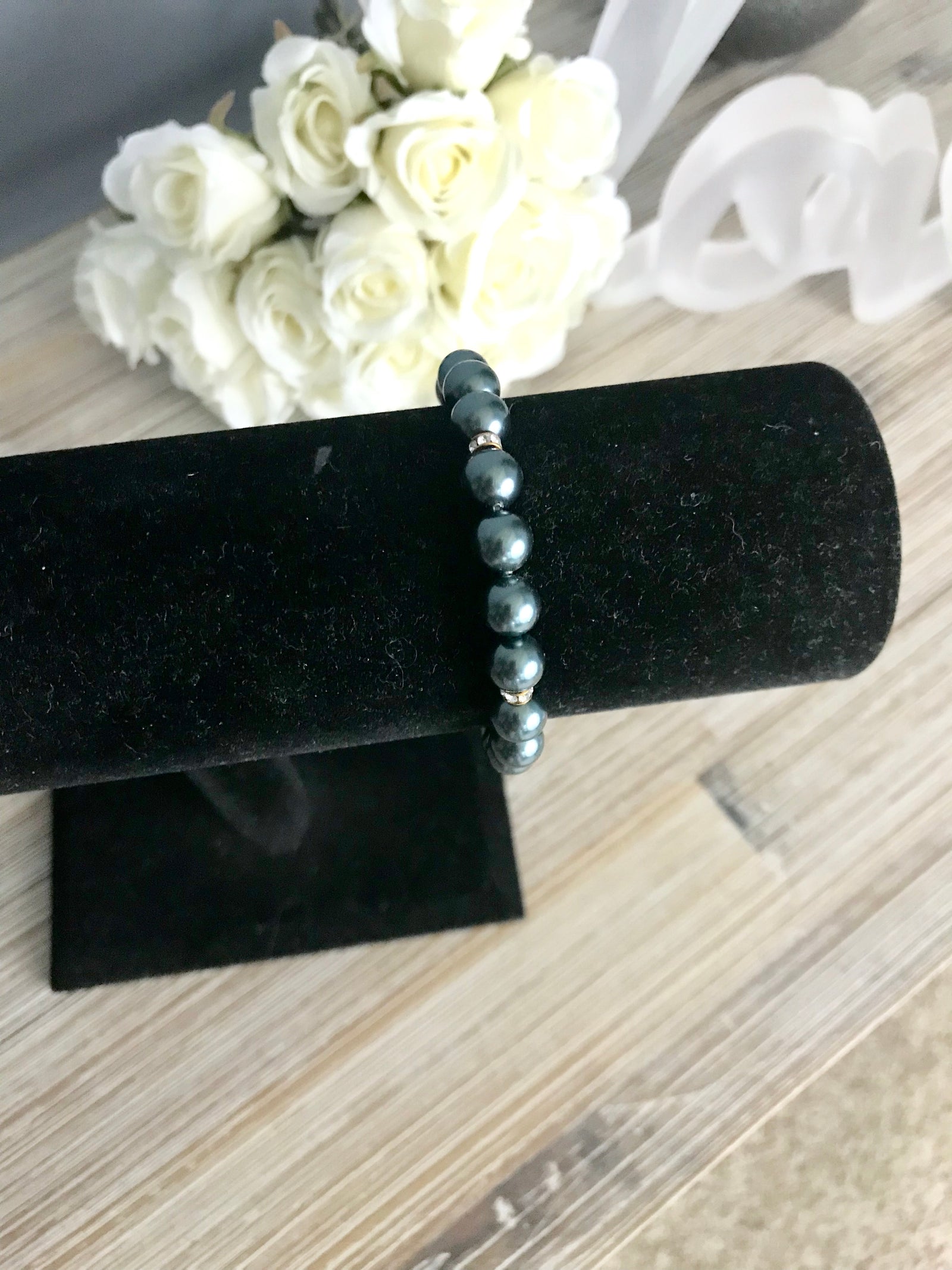 Swarovski Pearl and crystal bracelet  - The Peach Mimosa 