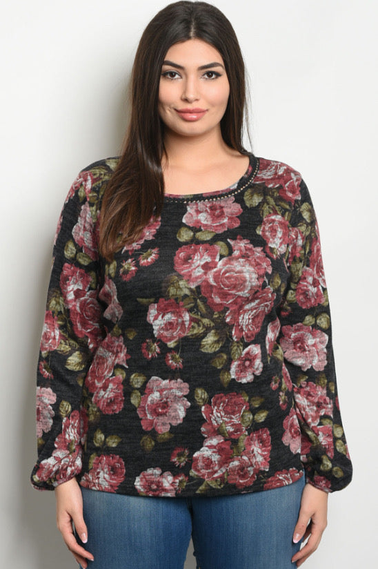 Midnight Rose Knit Top  - The Peach Mimosa 