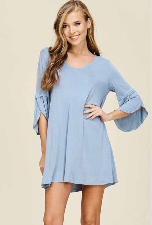 Hazel Bell Sleeve Dress  - The Peach Mimosa 