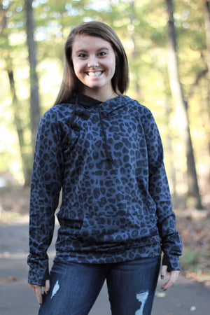 Midnight Leopard Hoodie-Adult and Kids
