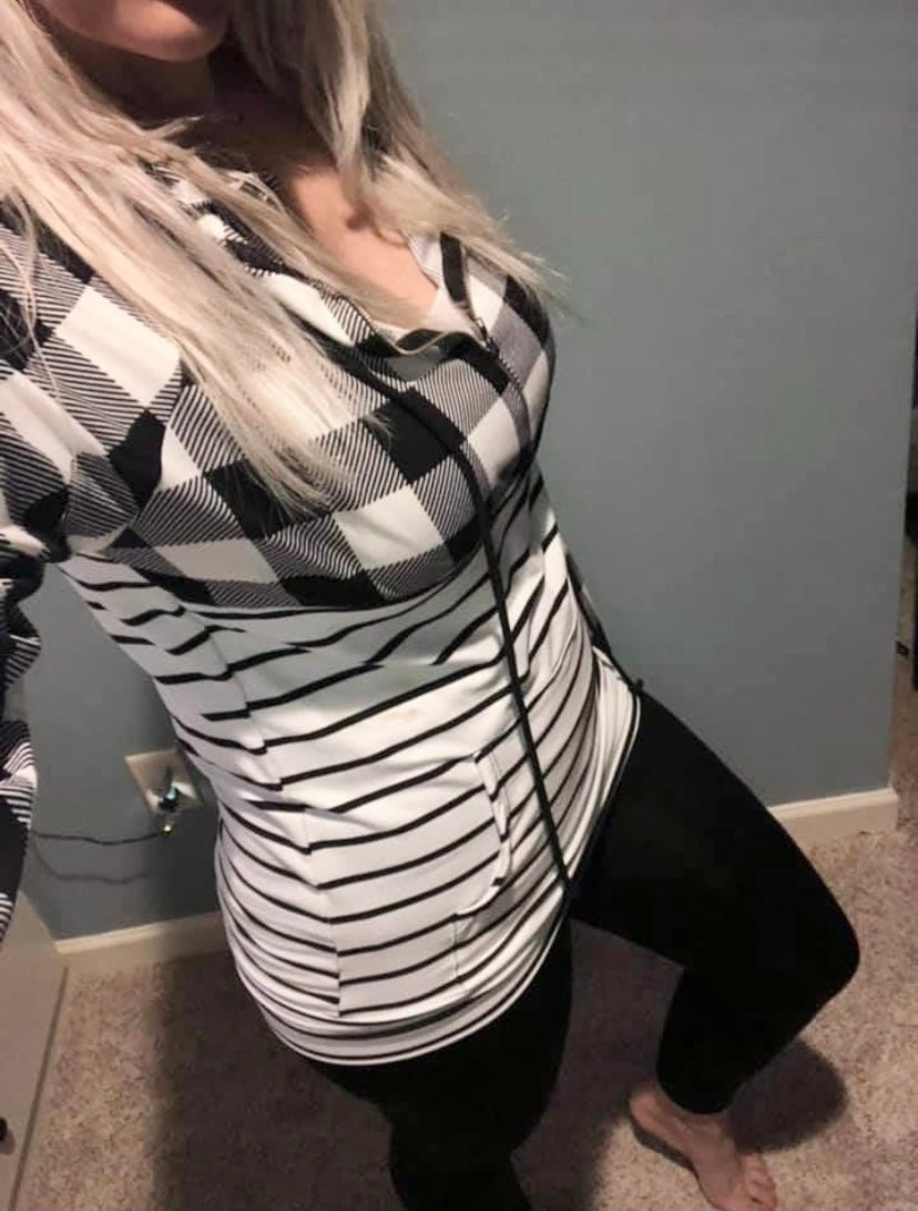 Black and White Buffalo Half Zip