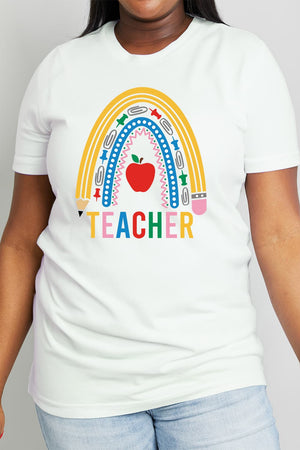 TEACHER Rainbow Graphic Cotton Tee