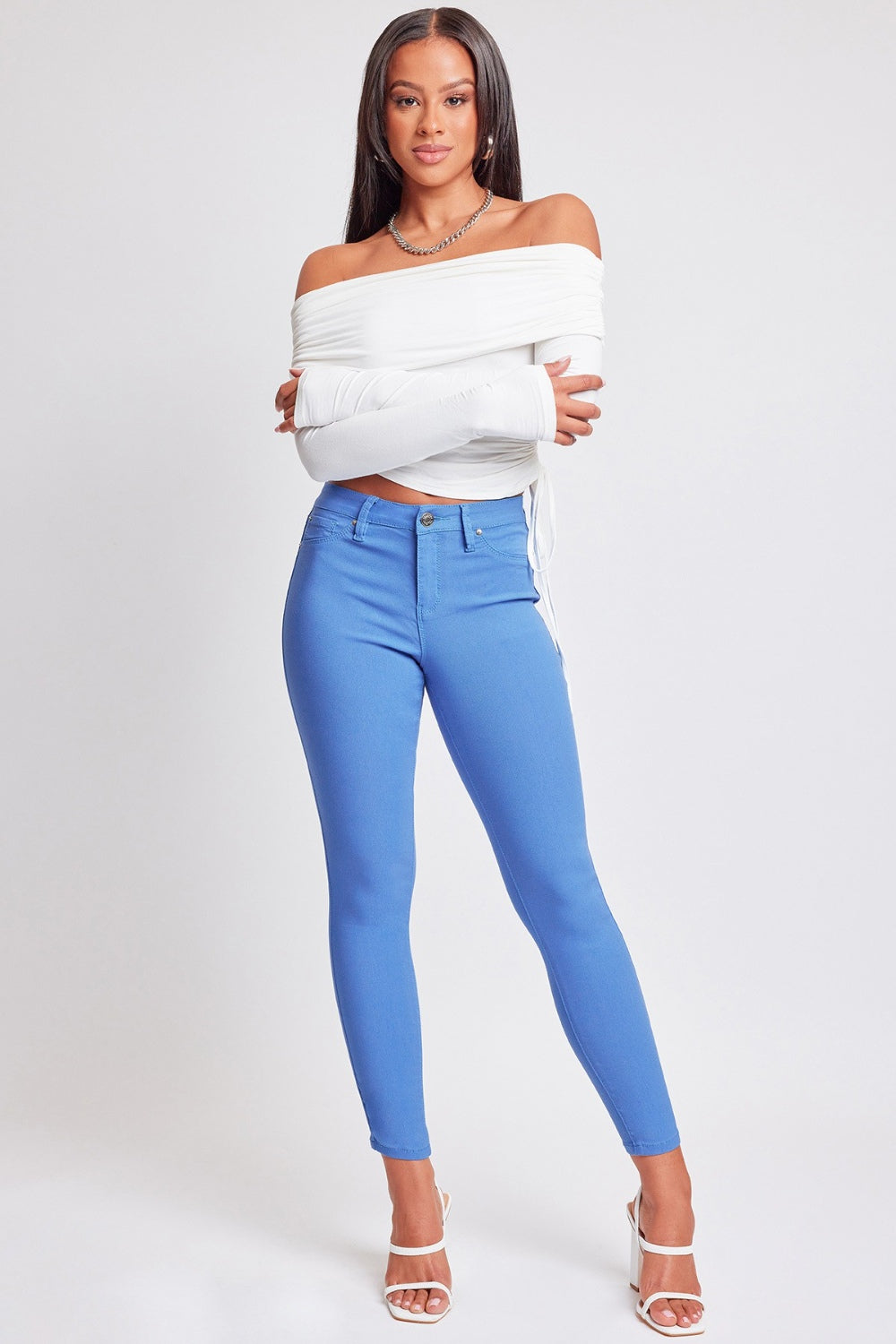 Bianca Hyperstretch Mid-Rise Skinny Pants-blue