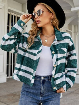 More To Say Plaid Button Up Jacket