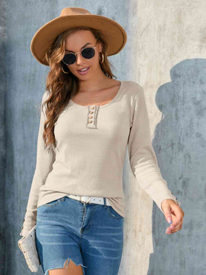 All I Ask Buttoned Long Sleeve Top