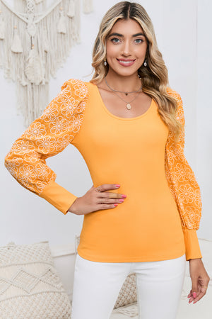 Live Your Destiny Puff Floral Sleeve Top