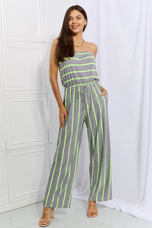 Pop Of Color Sleeveless Striped Jumpsuit