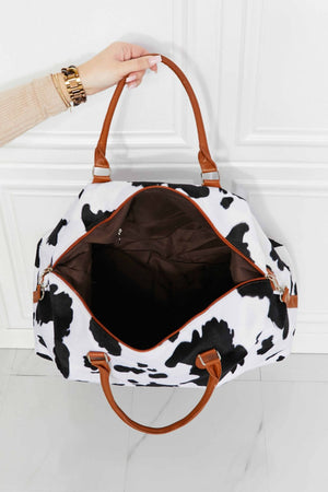 Cow Print Plush Weekender Bag