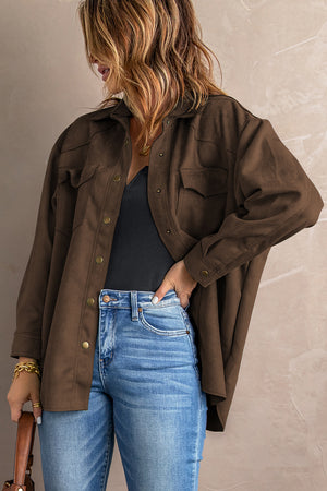 Need A Reason Suede Snap Front Jacket