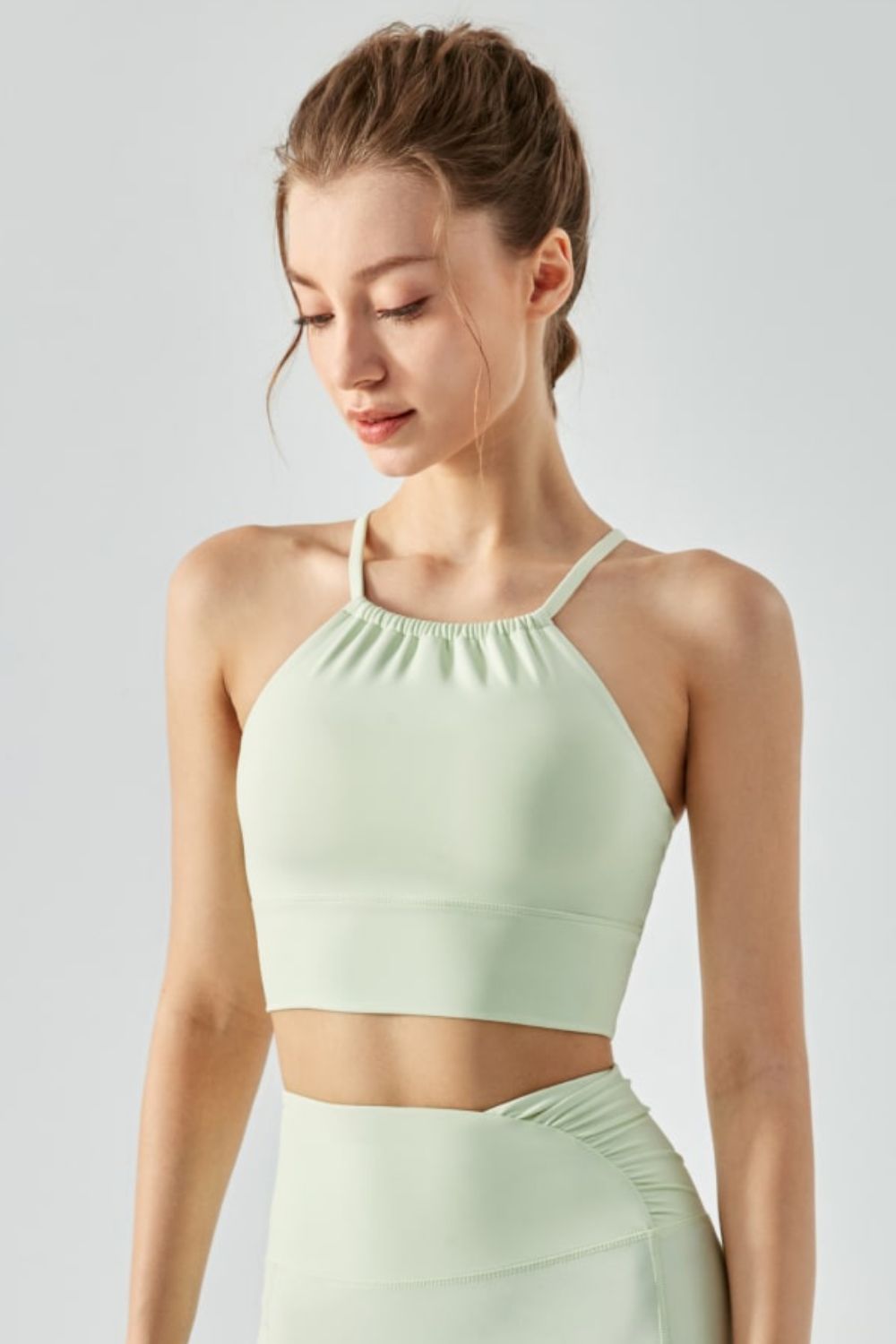 Be True Crisscross Gathered Detail Cropped Sports Cami