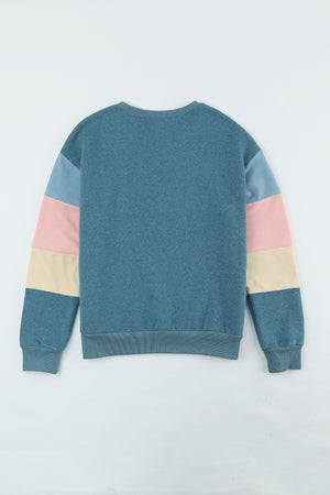 Wishful Dreamer Color Block Ribbed Trim Sweatshirt