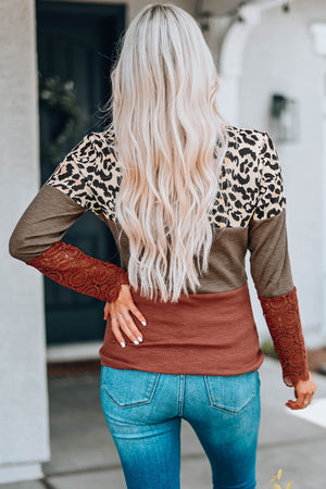 Greater Than This Lace-Up Lace Sleeve Top