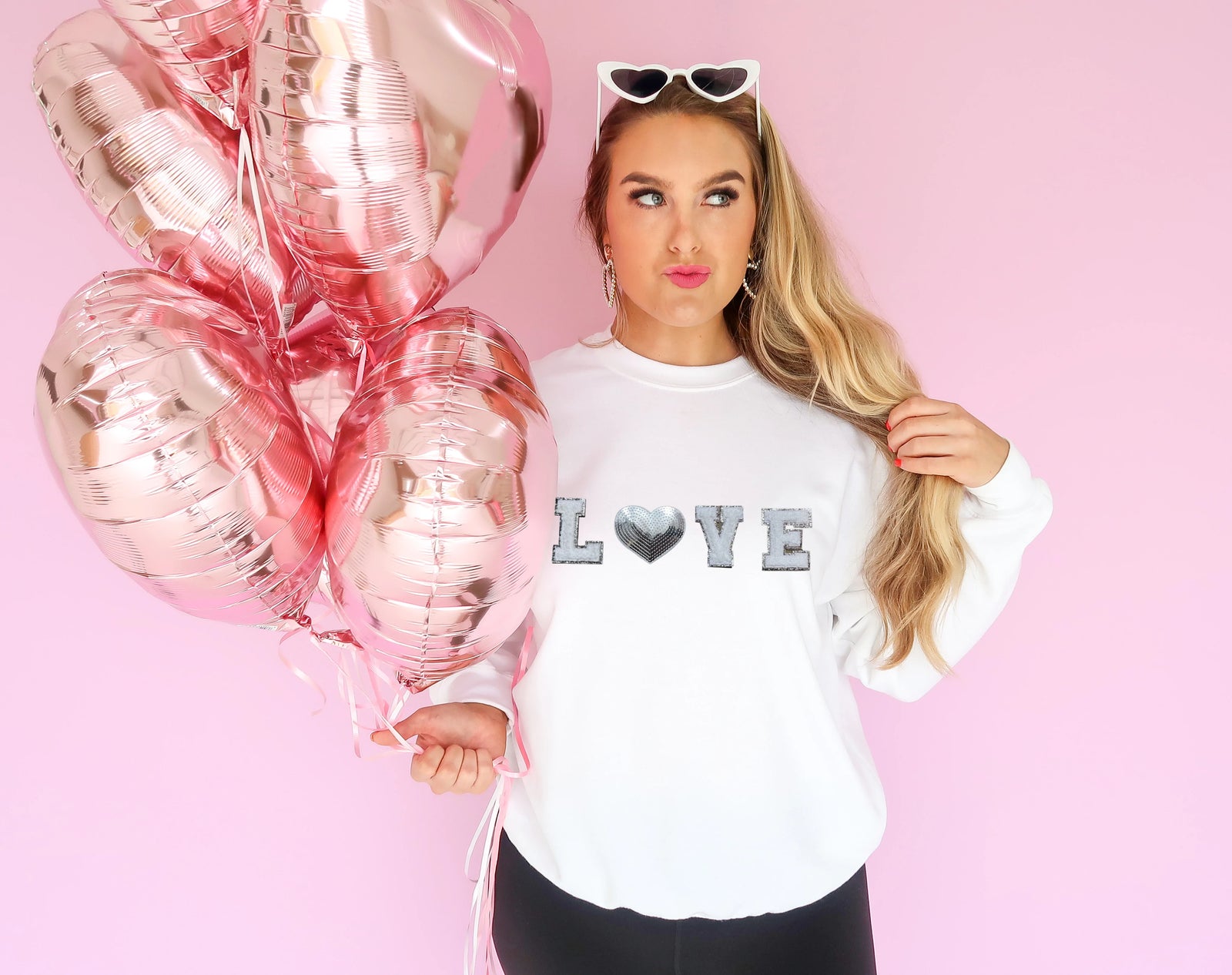 LOVE Chenille Patch Sweatshirt | White