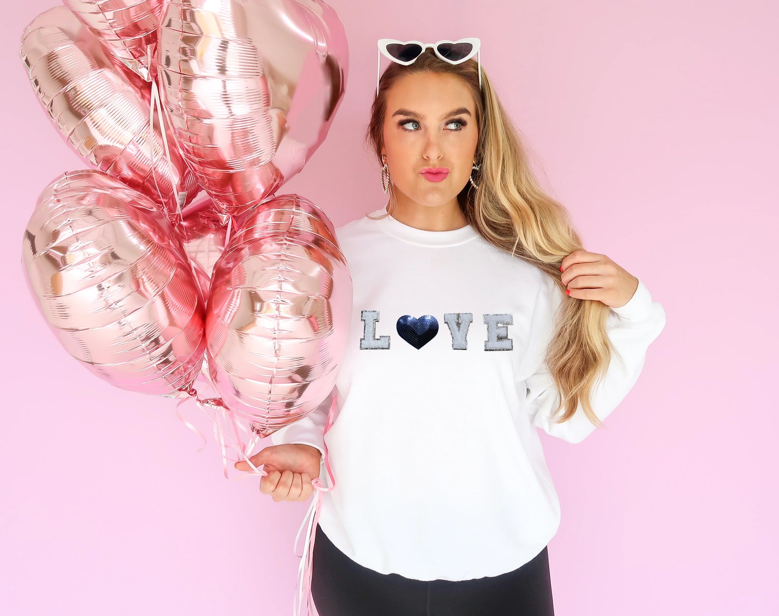 LOVE Chenille Patch Sweatshirt | White