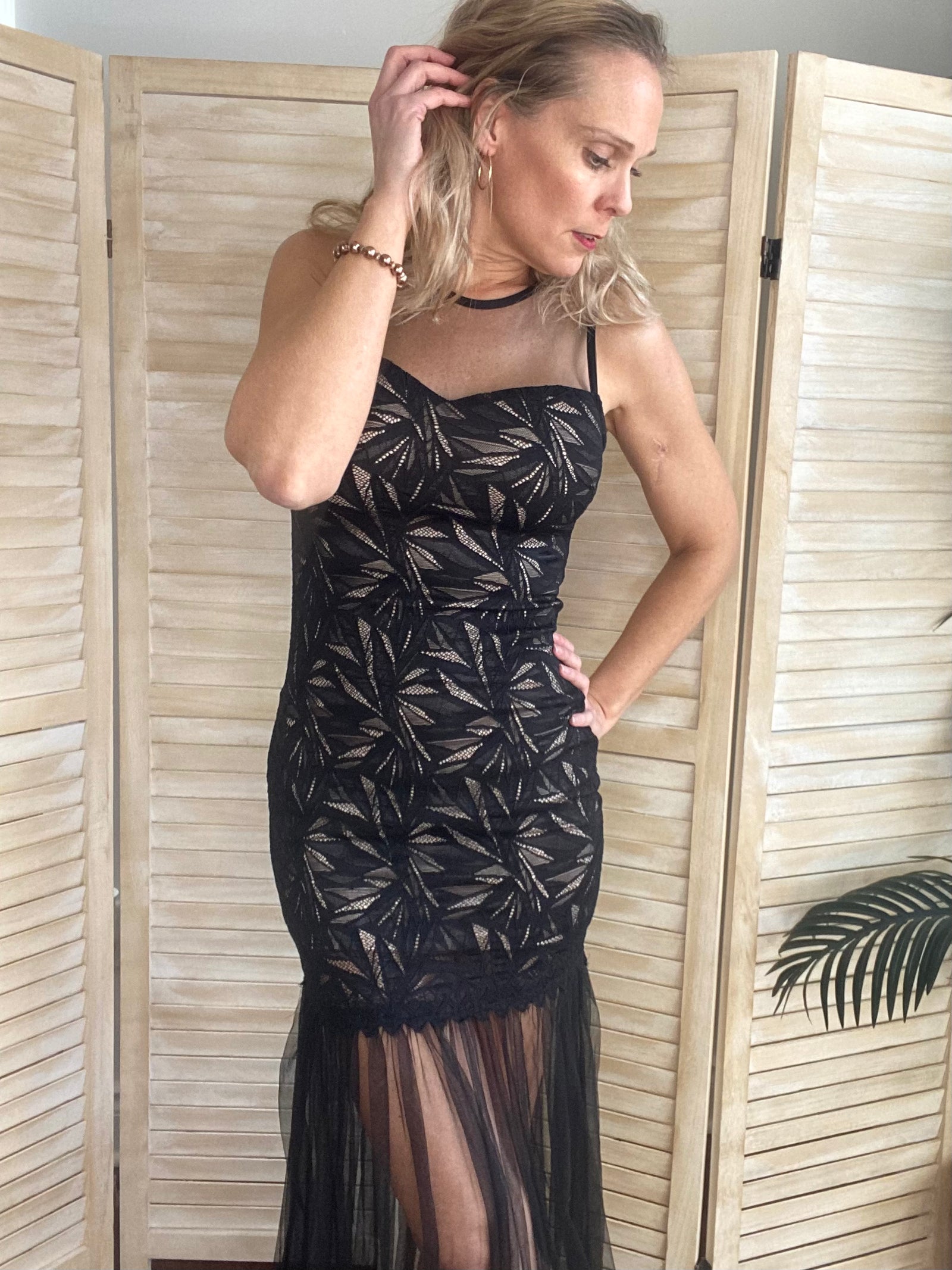 Dazzled Up Lace Overlay Dress