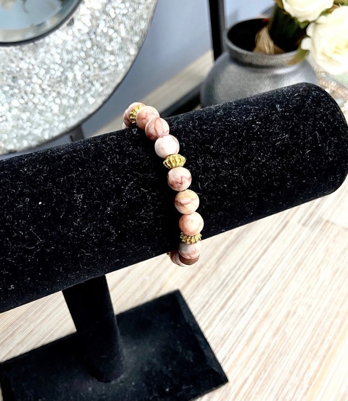 Redline Marble Bead Bracelet