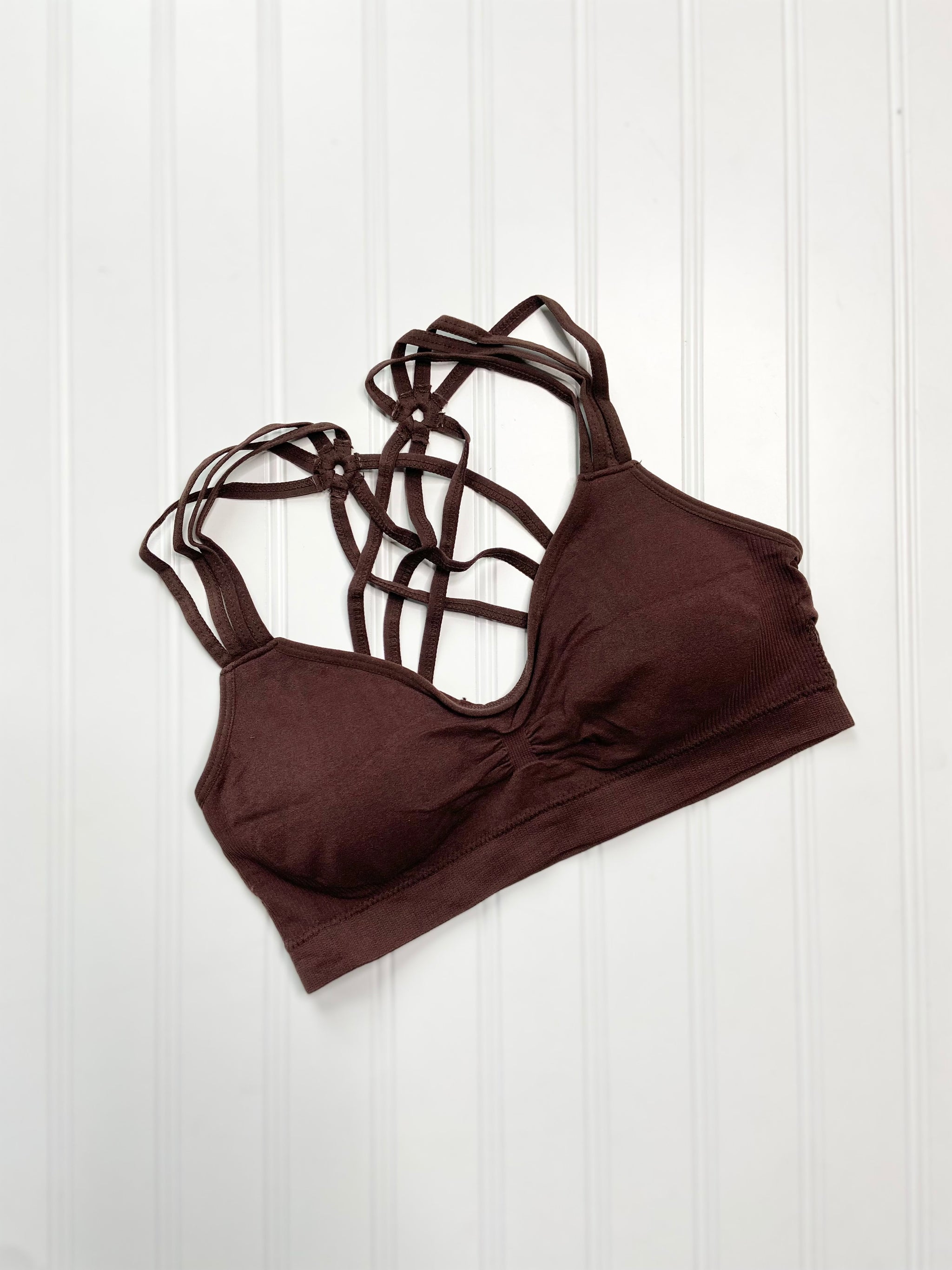Chocolate Brown Strappy Bralette - The Peach Mimosa