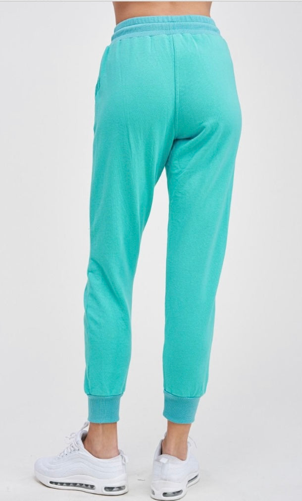 Chill Nights Distressed Joggers-seafoam