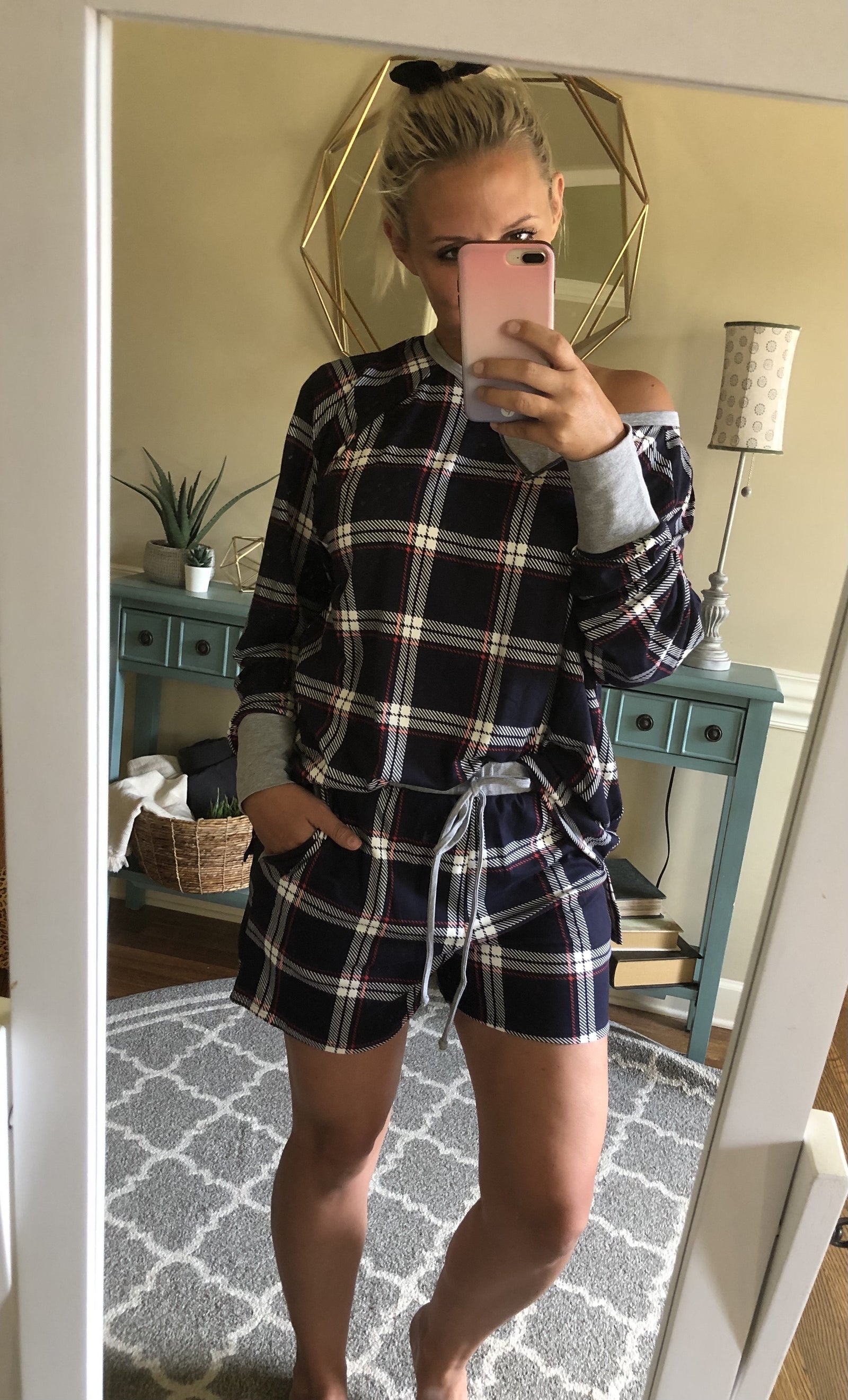 Boxer Lounge Set | Navy Plaid