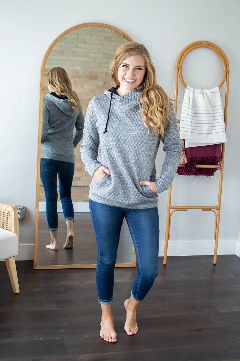 Quilted Hoodie | Charcoal and Black