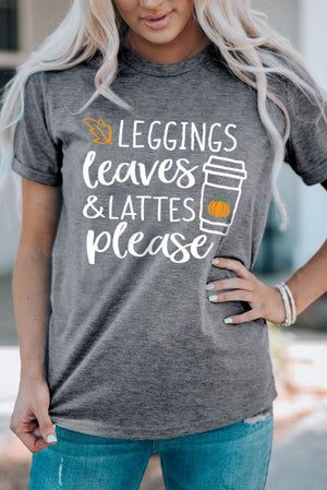 Leggings, leaves, and lattes graphic tee