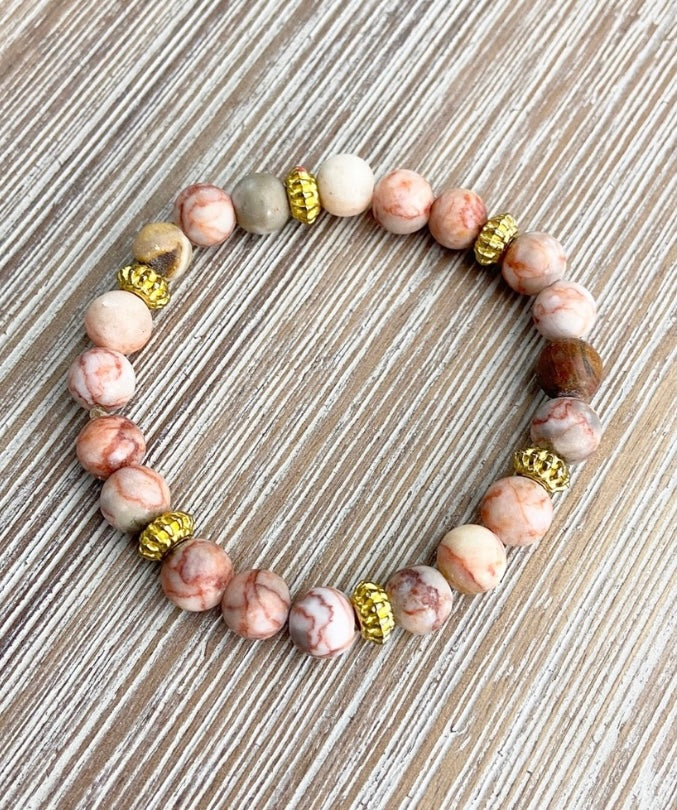 Redline Marble Bead Bracelet