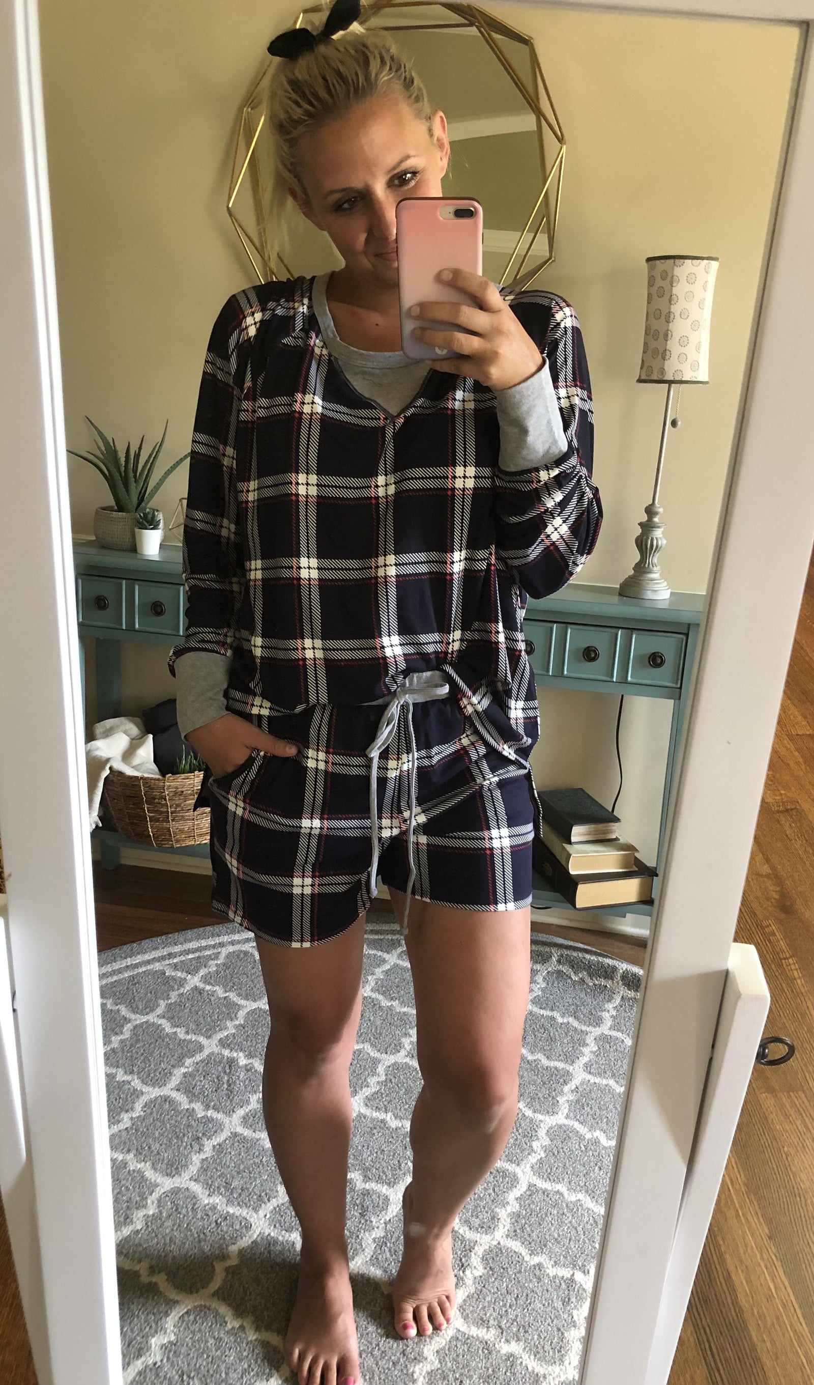 Boxer Lounge Set | Navy Plaid