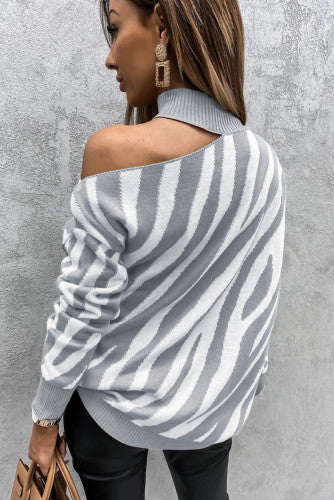 Arrival Time Zebra Cutout Sweater