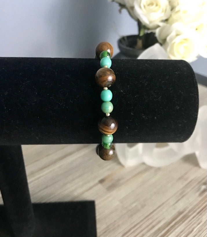 Tiger Eye and Magnesite Bracelet