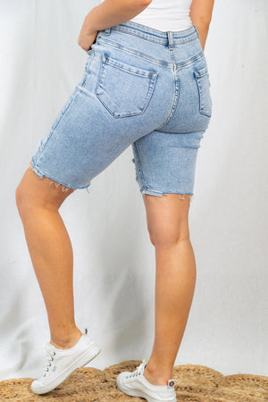 Sweet Summertime Distressed Shorts-curvy