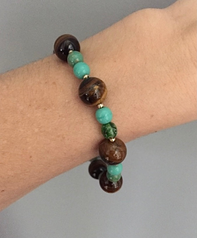 Tiger Eye and Magnesite Bracelet